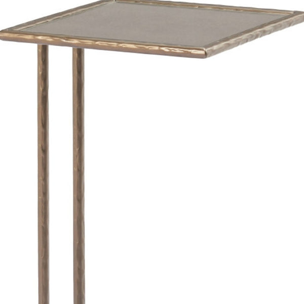 HomeRoots 25" Bronze Steel Pedestal End Table - Modern Industrial Design for Small Spaces, Fully Assembled 622659