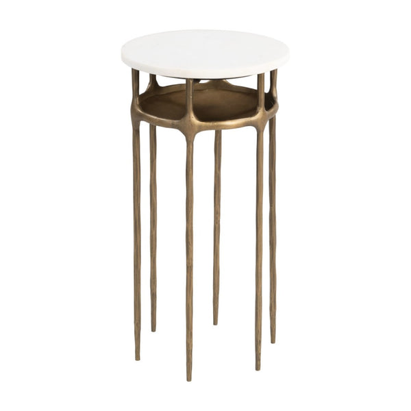 HomeRoots 22" White Iron Pedestal End Table - Modern, Versatile Accent for Small Spaces, Living Rooms & More! 622661