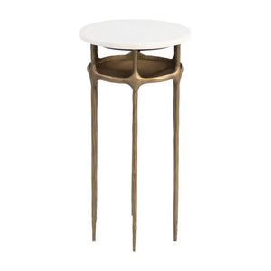 HomeRoots 22" White Iron Pedestal End Table - Modern, Versatile Accent for Small Spaces, Living Rooms & More! 622661