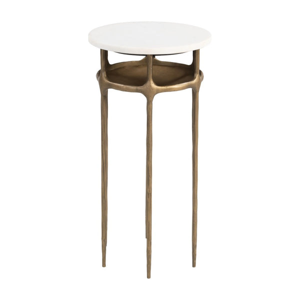 HomeRoots 22" White Iron Pedestal End Table - Modern, Versatile Accent for Small Spaces, Living Rooms & More! 622661