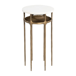 HomeRoots 22" White Iron Pedestal End Table - Modern, Versatile Accent for Small Spaces, Living Rooms & More! 622661