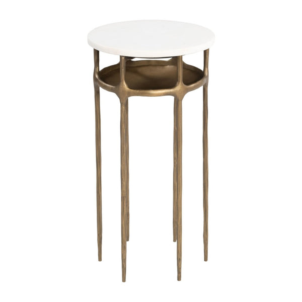 HomeRoots 22" White Iron Pedestal End Table - Modern, Versatile Accent for Small Spaces, Living Rooms & More! 622661