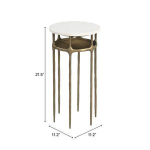 HomeRoots 22" White Iron Pedestal End Table - Modern, Versatile Accent for Small Spaces, Living Rooms & More! 622661