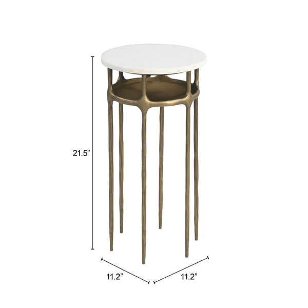 HomeRoots 22" White Iron Pedestal End Table - Modern, Versatile Accent for Small Spaces, Living Rooms & More! 622661