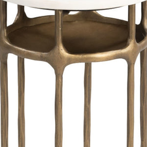 HomeRoots 22" White Iron Pedestal End Table - Modern, Versatile Accent for Small Spaces, Living Rooms & More! 622661