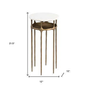 HomeRoots 22" White Iron Pedestal End Table - Modern, Versatile Accent for Small Spaces, Living Rooms & More! 622661