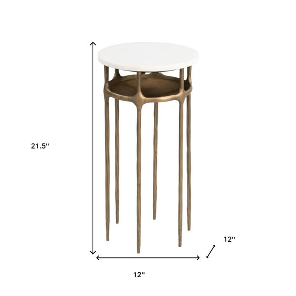 HomeRoots 22" White Iron Pedestal End Table - Modern, Versatile Accent for Small Spaces, Living Rooms & More! 622661