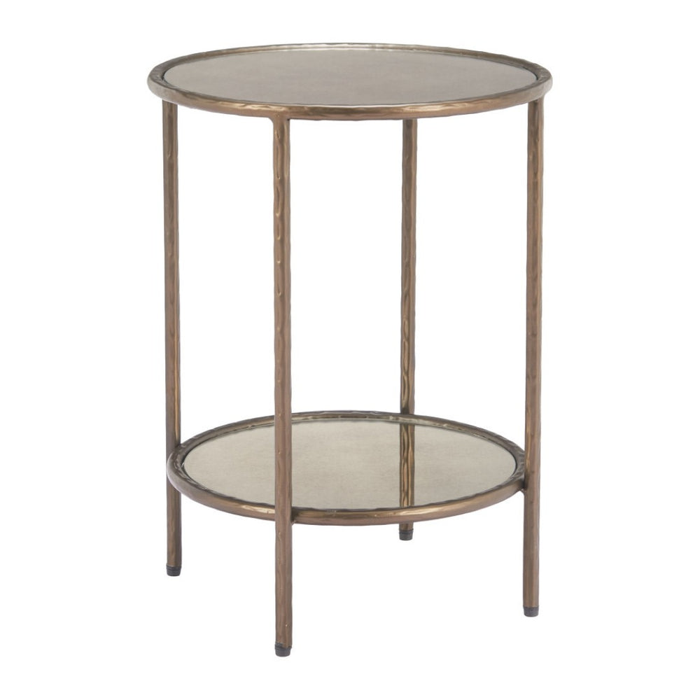 HomeRoots 22" Bronze Steel Pedestal End Table - Modern Sculptural Design for Living Room, Bedroom, and More! 622662