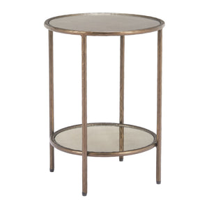 HomeRoots 22" Bronze Steel Pedestal End Table - Modern Sculptural Design for Living Room, Bedroom, and More! 622662