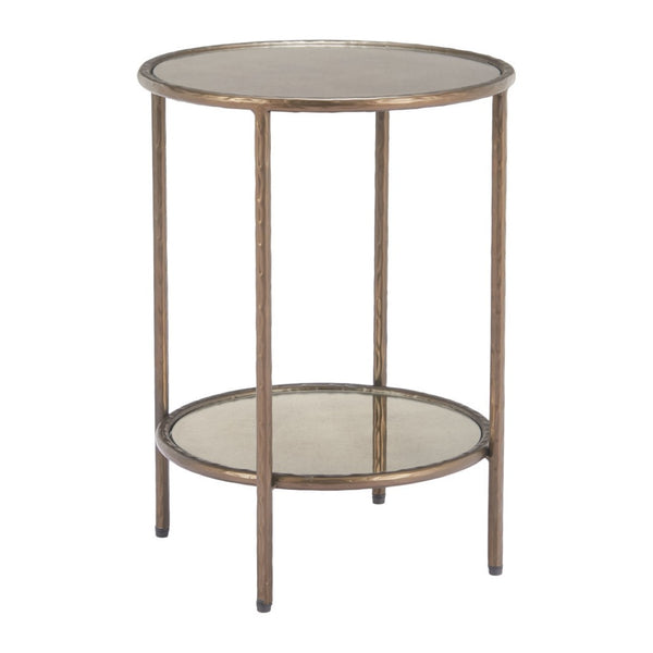 HomeRoots 22" Bronze Steel Pedestal End Table - Modern Sculptural Design for Living Room, Bedroom, and More! 622662
