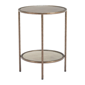 HomeRoots 22" Bronze Steel Pedestal End Table - Modern Sculptural Design for Living Room, Bedroom, and More! 622662