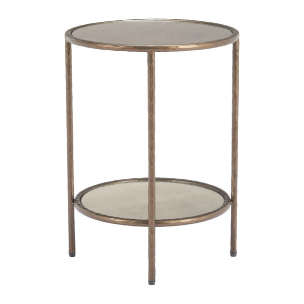 HomeRoots 22" Bronze Steel Pedestal End Table - Modern Sculptural Design for Living Room, Bedroom, and More! 622662