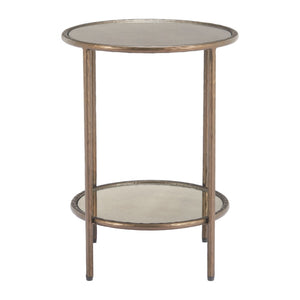 HomeRoots 22" Bronze Steel Pedestal End Table - Modern Sculptural Design for Living Room, Bedroom, and More! 622662