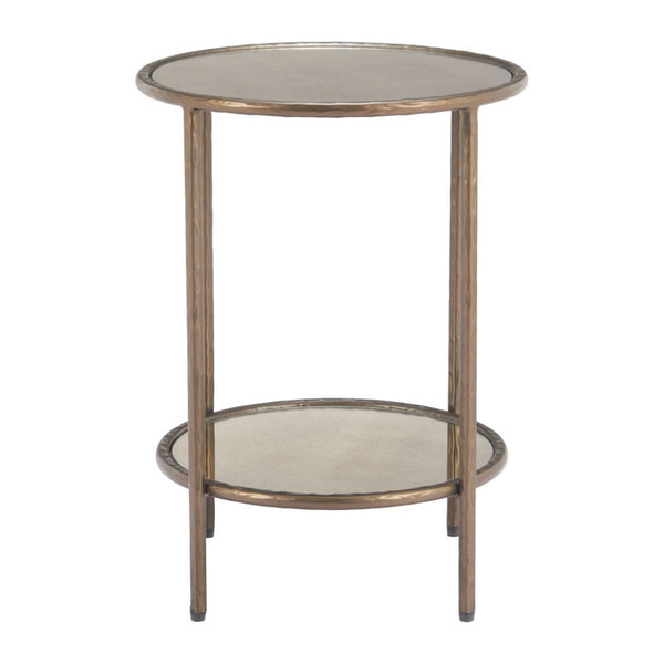 HomeRoots 22" Bronze Steel Pedestal End Table - Modern Sculptural Design for Living Room, Bedroom, and More! 622662