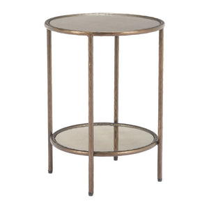 HomeRoots 22" Bronze Steel Pedestal End Table - Modern Sculptural Design for Living Room, Bedroom, and More! 622662