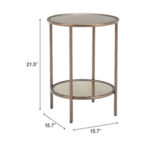 HomeRoots 22" Bronze Steel Pedestal End Table - Modern Sculptural Design for Living Room, Bedroom, and More! 622662