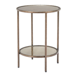 HomeRoots 22" Bronze Steel Pedestal End Table - Modern Sculptural Design for Living Room, Bedroom, and More! 622662