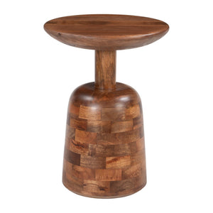 HomeRoots 22" Rustic Brown Wood Pedestal End Table - Versatile Nightstand & Snack Table, Fully Assembled! 622663