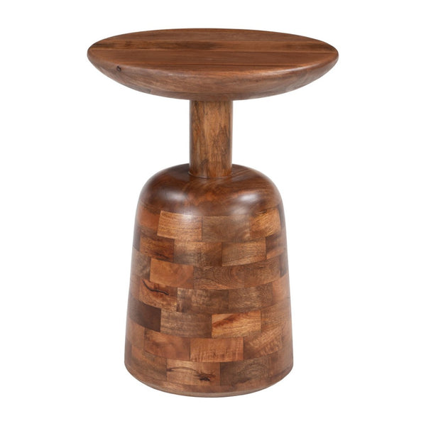 HomeRoots 22" Rustic Brown Wood Pedestal End Table - Versatile Nightstand & Snack Table, Fully Assembled! 622663