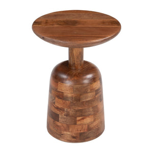 HomeRoots 22" Rustic Brown Wood Pedestal End Table - Versatile Nightstand & Snack Table, Fully Assembled! 622663