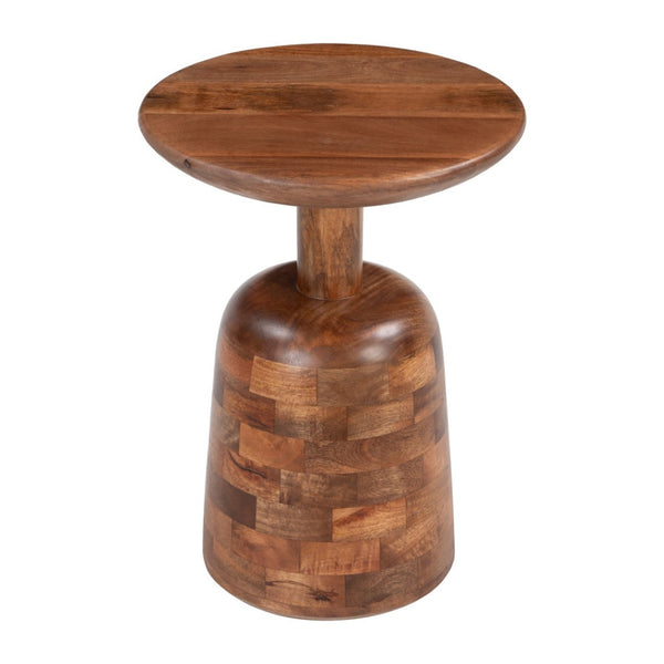 HomeRoots 22" Rustic Brown Wood Pedestal End Table - Versatile Nightstand & Snack Table, Fully Assembled! 622663