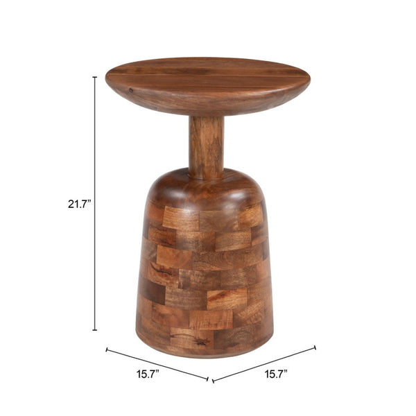 HomeRoots 22" Rustic Brown Wood Pedestal End Table - Versatile Nightstand & Snack Table, Fully Assembled! 622663