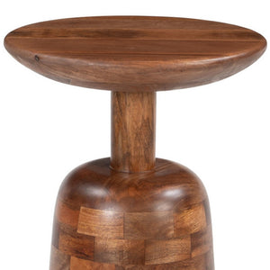 HomeRoots 22" Rustic Brown Wood Pedestal End Table - Versatile Nightstand & Snack Table, Fully Assembled! 622663