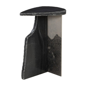 HomeRoots 24" Black Marble Pedestal End Table - Elegant Modern Design for Versatile Home Decor & Utility 622664