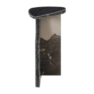 HomeRoots 24" Black Marble Pedestal End Table - Elegant Modern Design for Versatile Home Decor & Utility 622664
