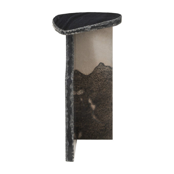 HomeRoots 24" Black Marble Pedestal End Table - Elegant Modern Design for Versatile Home Decor & Utility 622664