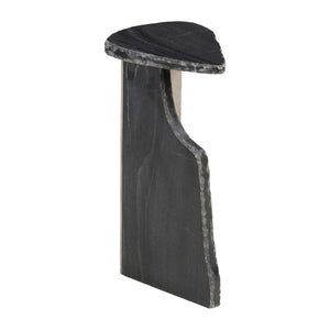 HomeRoots 24" Black Marble Pedestal End Table - Elegant Modern Design for Versatile Home Decor & Utility 622664