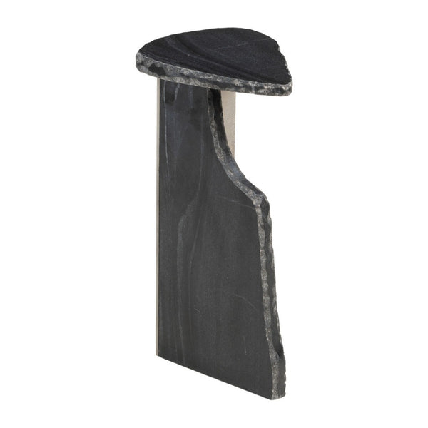 HomeRoots 24" Black Marble Pedestal End Table - Elegant Modern Design for Versatile Home Decor & Utility 622664