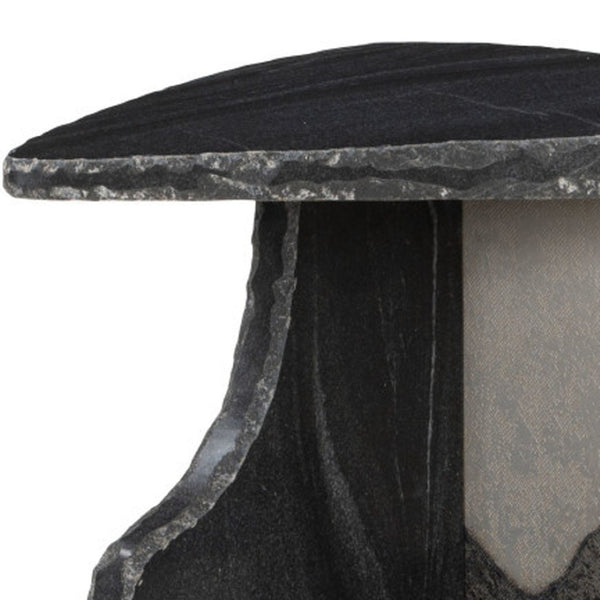 HomeRoots 24" Black Marble Pedestal End Table - Elegant Modern Design for Versatile Home Decor & Utility 622664