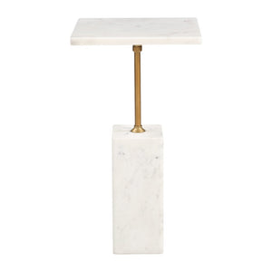 HomeRoots 22" Elegant White Marble Pedestal End Table - Sculptural Accent for Modern Living Spaces & Decor 622665
