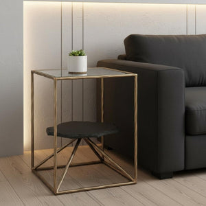 HomeRoots 24" Brass Iron Pedestal End Table - Modern Elegance with Sculptural Design for Any Living Space 622666