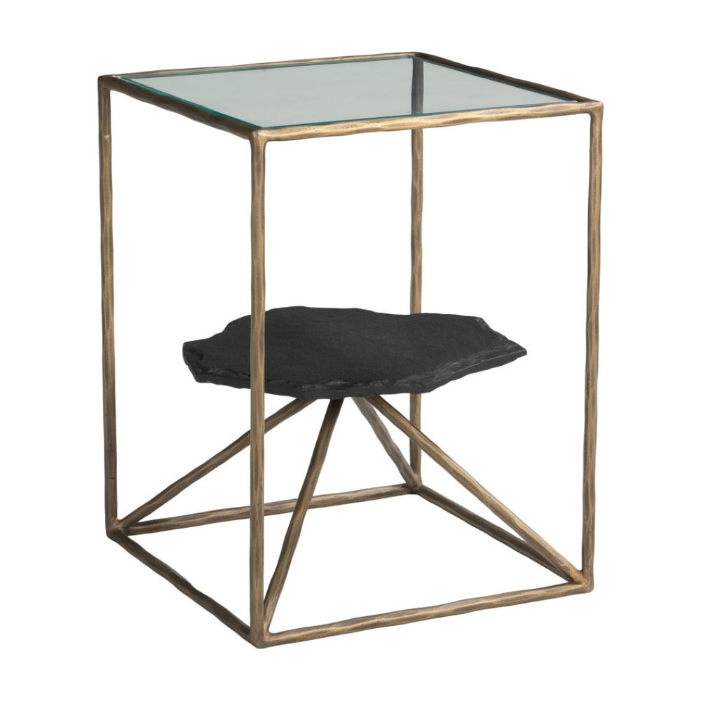 HomeRoots 24" Brass Iron Pedestal End Table - Modern Elegance with Sculptural Design for Any Living Space 622666