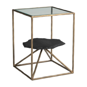 HomeRoots 24" Brass Iron Pedestal End Table - Modern Elegance with Sculptural Design for Any Living Space 622666