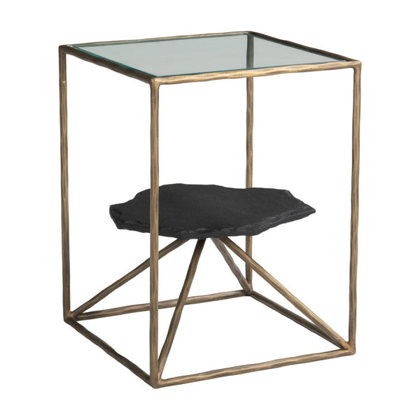 HomeRoots 24" Brass Iron Pedestal End Table - Modern Elegance with Sculptural Design for Any Living Space 622666