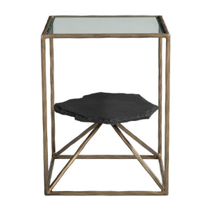 HomeRoots 24" Brass Iron Pedestal End Table - Modern Elegance with Sculptural Design for Any Living Space 622666