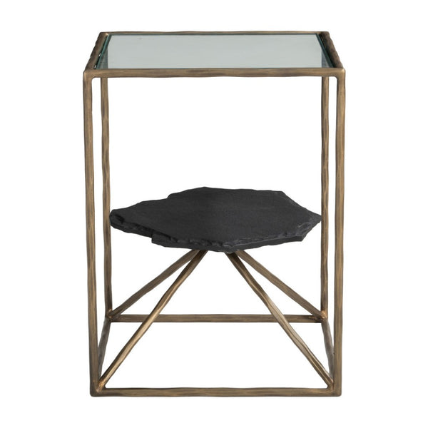 HomeRoots 24" Brass Iron Pedestal End Table - Modern Elegance with Sculptural Design for Any Living Space 622666