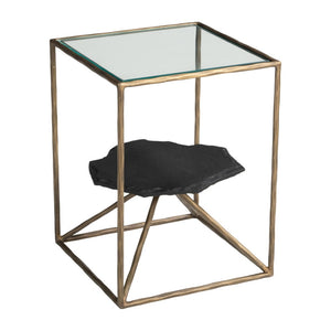 HomeRoots 24" Brass Iron Pedestal End Table - Modern Elegance with Sculptural Design for Any Living Space 622666
