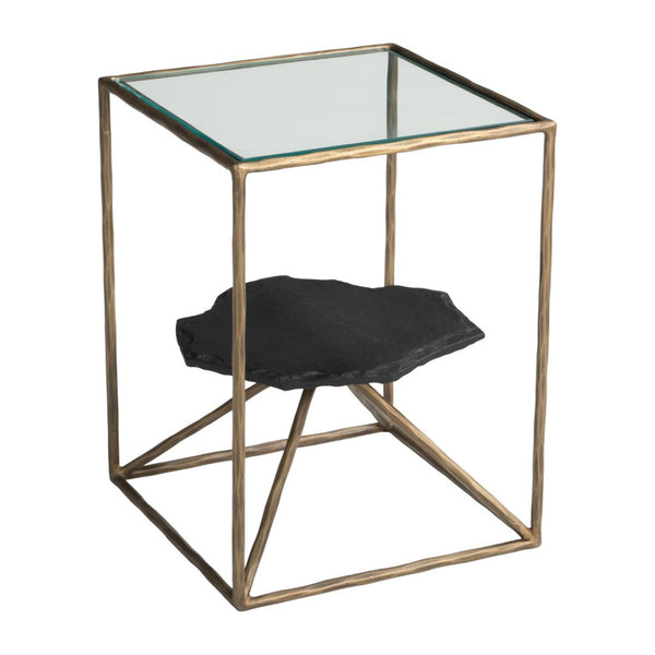 HomeRoots 24" Brass Iron Pedestal End Table - Modern Elegance with Sculptural Design for Any Living Space 622666