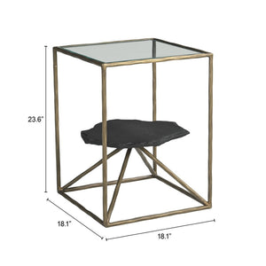 HomeRoots 24" Brass Iron Pedestal End Table - Modern Elegance with Sculptural Design for Any Living Space 622666