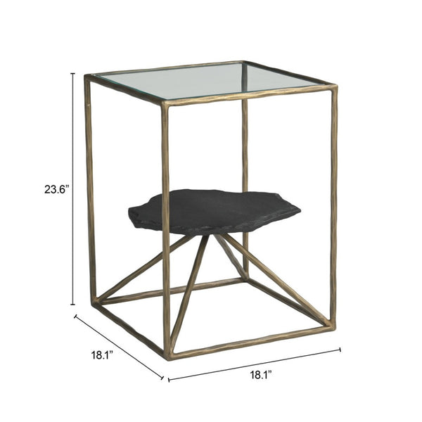 HomeRoots 24" Brass Iron Pedestal End Table - Modern Elegance with Sculptural Design for Any Living Space 622666