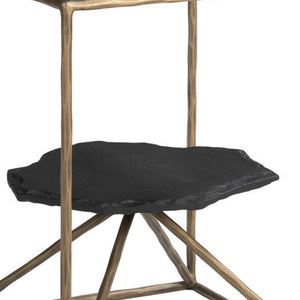 HomeRoots 24" Brass Iron Pedestal End Table - Modern Elegance with Sculptural Design for Any Living Space 622666