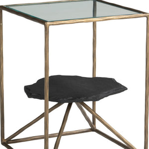 HomeRoots 24" Brass Iron Pedestal End Table - Modern Elegance with Sculptural Design for Any Living Space 622666