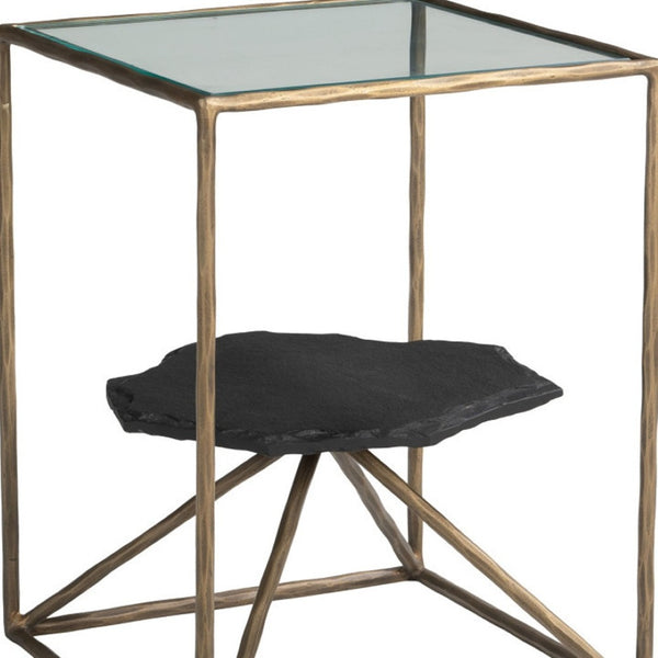 HomeRoots 24" Brass Iron Pedestal End Table - Modern Elegance with Sculptural Design for Any Living Space 622666