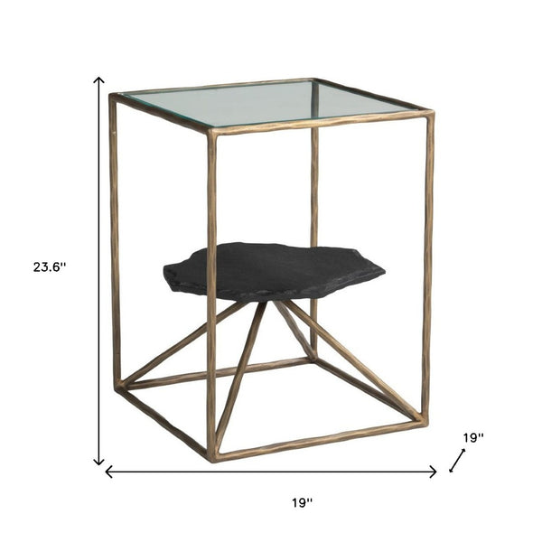 HomeRoots 24" Brass Iron Pedestal End Table - Modern Elegance with Sculptural Design for Any Living Space 622666