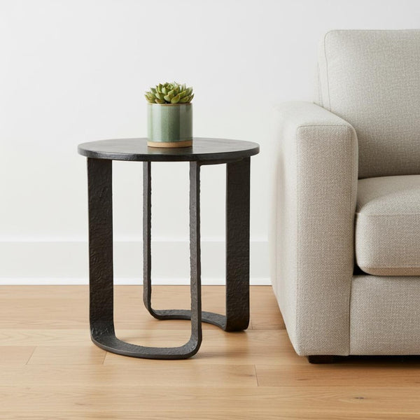 HomeRoots 24" Modern Black Aluminum Pedestal End Table - Stylish, Versatile Design for Any Space, Easy Care 622667