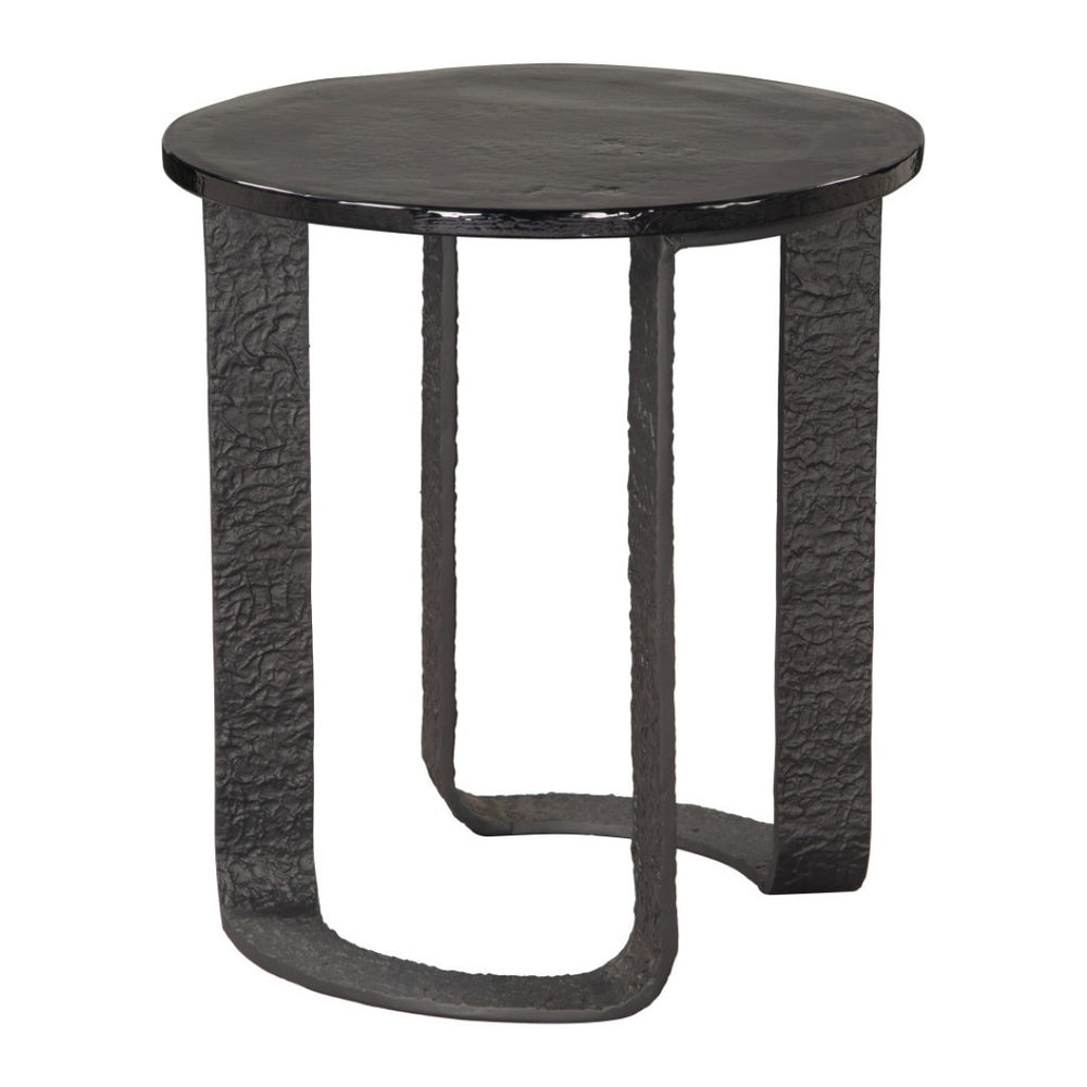 HomeRoots 24" Modern Black Aluminum Pedestal End Table - Stylish, Versatile Design for Any Space, Easy Care 622667